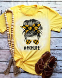 Sunflower Mom Life Bleach T-Shirt