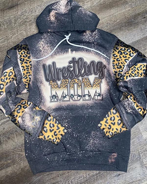 Wrestling Mom Bleached Leopard Hoodie Sweatshirt