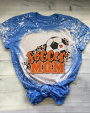Soccer Mom Leopard Print Bleach Casual Short Sleeve T-Shirt