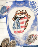 American Flag Leopard Lips Shirt