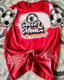 Soccer Red Bleach Print Casual T-Shirt