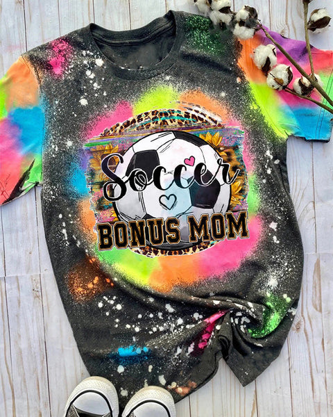 Soccer Bonus Mom Tie-dye Casual T-shirt