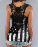 Lace Splicing American Flag Tank