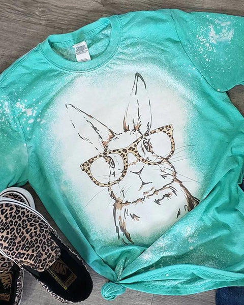 Cute Happy Easter Bleach Print Shirt