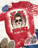 Hot Mom Summer Leopard Bleach T-Shirt