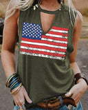 Hollow Out American Flag Tank