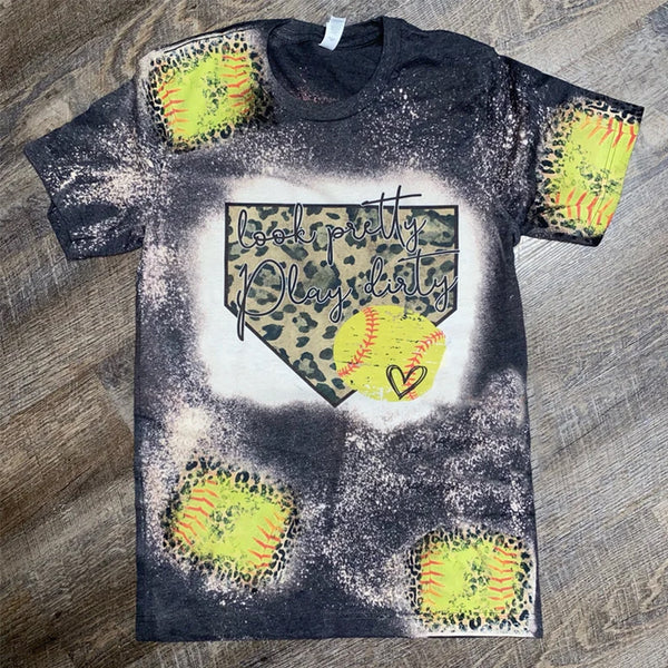 Baseball Mom Cheetah Bleached Shirt