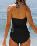 Black American Flag Strapless Knot Side Vest Set