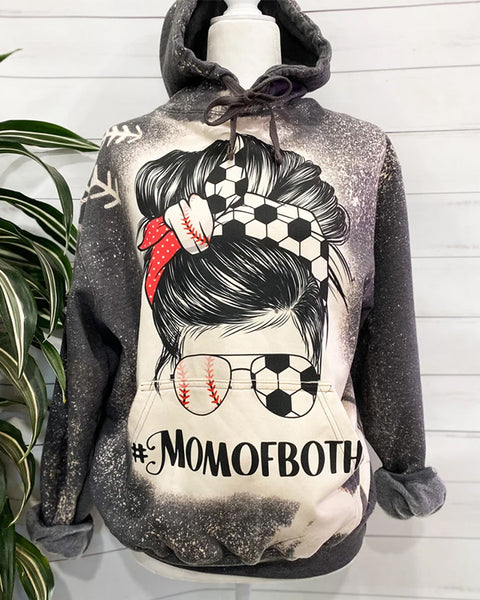 Baseball Soccer Mom Bleached Hooded Sweatshirt