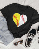 Split Half Baseball Softball Heart Tee