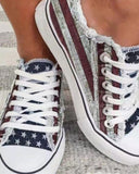 Flag Stars and Stripes Lace-Up Canvas Sneakers