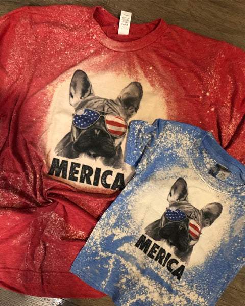 Frenchie Merica bleached t shirt