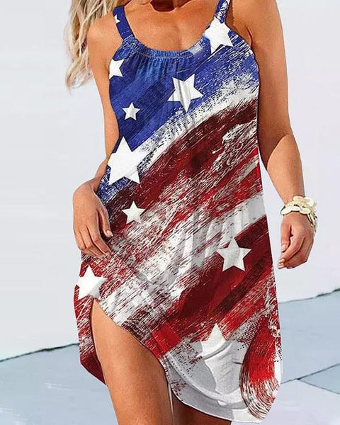 American Flag Star Sleeveless Mini Dress