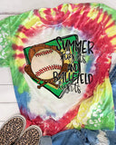 Baseball Mom Tie Dye Bleached Shirt