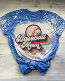Retro Baseball Mom Bleached T-Shirt