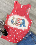 American Flag Bleach Print Tank Top