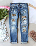 LEOPARD RIPPED JEANS
