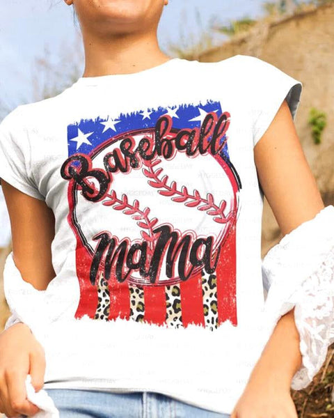 Baseball Mom Bleached Crewneck T-Shirt