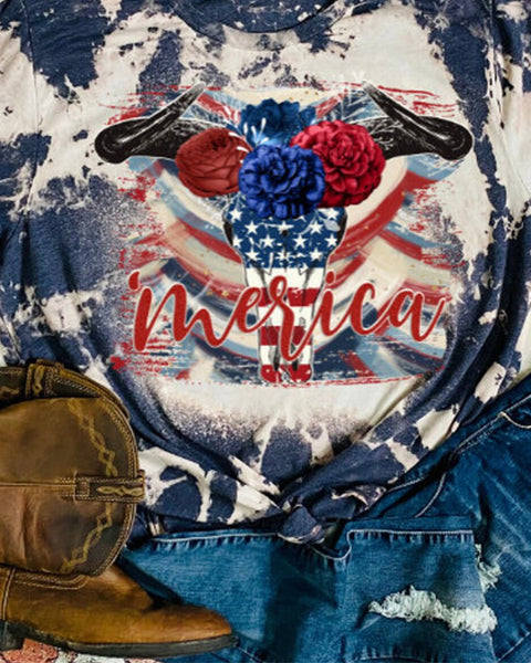 American Flag Bleached T-Shirt