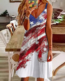 American Flag Star Sleeveless Mini Dress