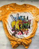 It’s A Softball Kinda Day Bleached T-Shirt