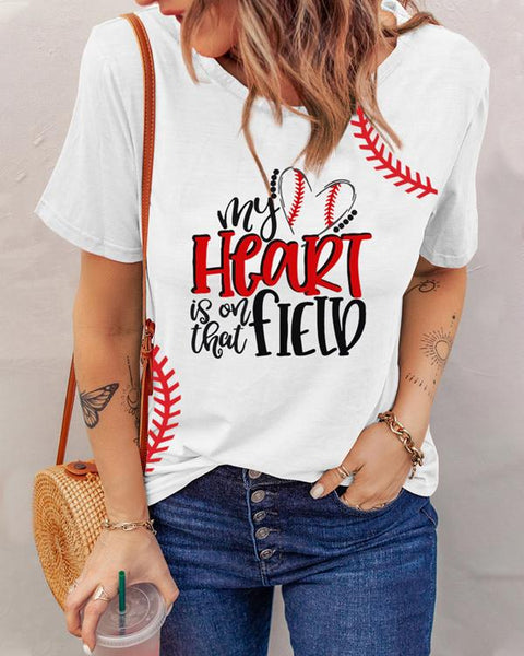 White Baseball Short Sleeve T-Shirt