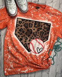Baseball Leopard Home Plate Bleached Shirt
