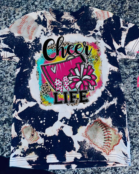 [Copy]Cheer Life Tie Dye Bleached Shirt