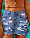 BASEBALL RIPPED DENIM SHORTS
