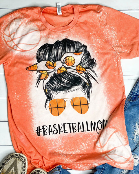 Basketball Mom Bleached T-Shirt