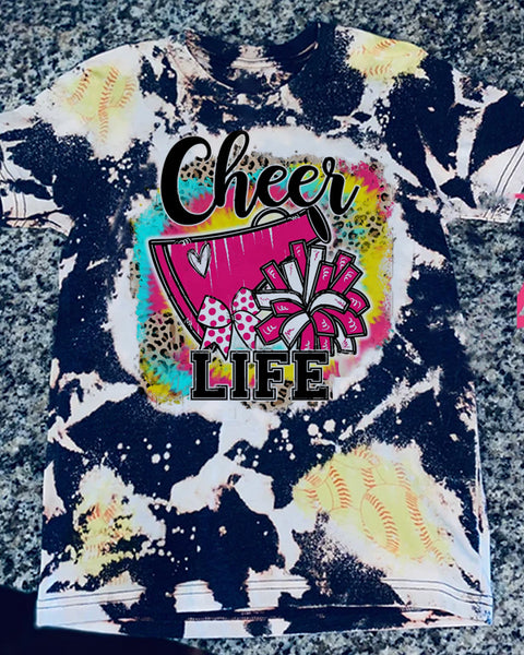 Cheer Life Tie Dye Bleached Shirt