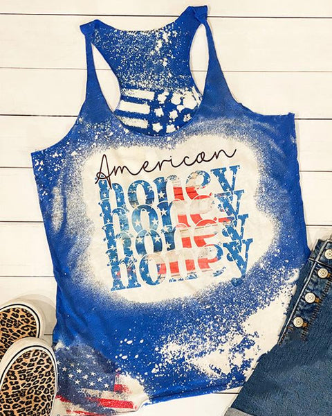 Flag Bleach Print Tank Top