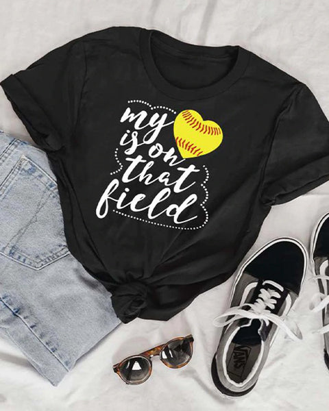 SOFTBALL BLACK T-SHIRT