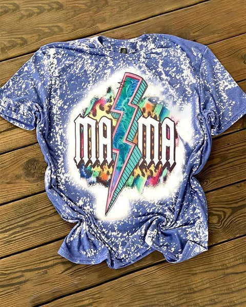 Mama Printed Bleached T-Shirt
