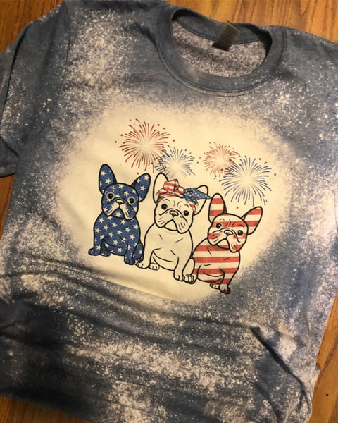 French Bulldog fireworks t shirt.