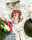 Lips Leopard Print Casual Hoodie