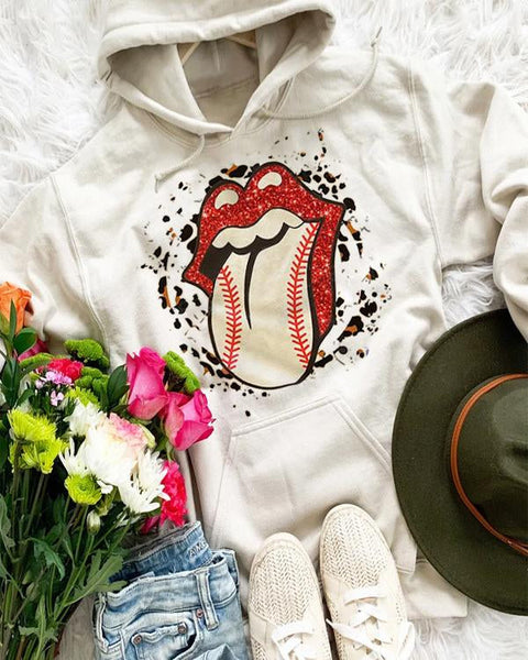 Lips Leopard Print Casual Hoodie