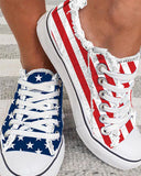 Flag Stars and Stripes Lace-Up Canvas Sneakers