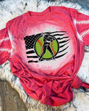 US Softball Bleach Print Casual T-Shirt