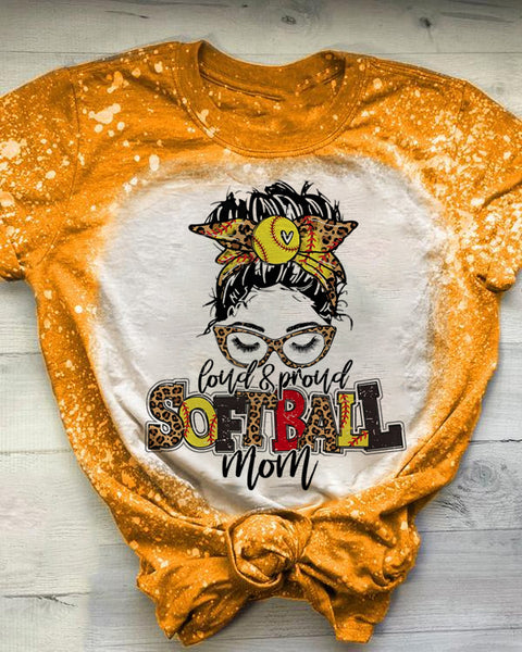 Softball Mom Bleached T-Shirt