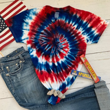 4th of July, Red, White, and Blue Tie Dye Shirt