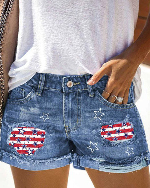 RIPPED DENIM SHORTS