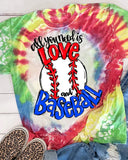 Baseball Mom Tie Dye Bleached Shirt