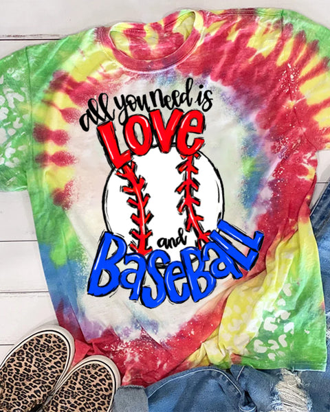 Baseball Mom Tie Dye Bleached Shirt