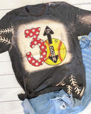 3 up 3 down Softball Mom Bleached Tshirt