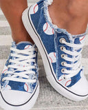 BASEBALL PRINT CANVAS SHOES