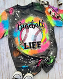 Baseball Mom Tie Dye Bleached Shirt