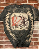 Retro Baseball Mom Bleached T-Shirt