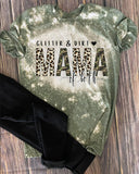 Glitter&Dirt Mama Of Both Bleached T-Shirt