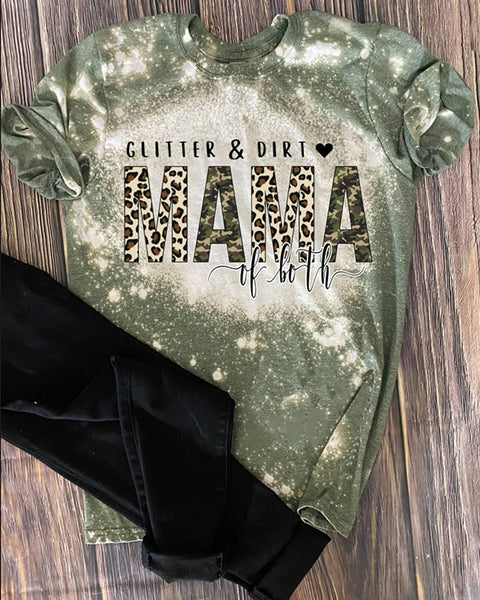 Glitter&Dirt Mama Of Both Bleached T-Shirt